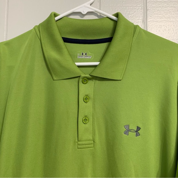 Men’s Green Under Armour Short Sleeve Tech Polo Performance Top - Picture 4 of 7